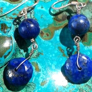 Sterling Lapis Dangle Earrings